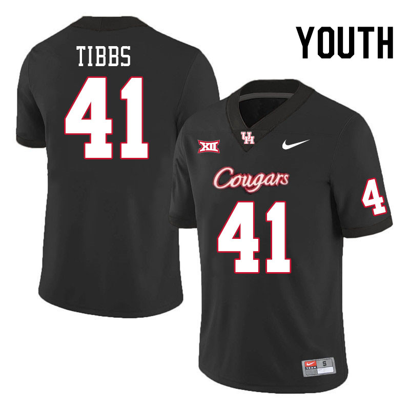 Youth #41 Zavian Tibbs Houston Cougars College Football Jerseys Stitched-Black